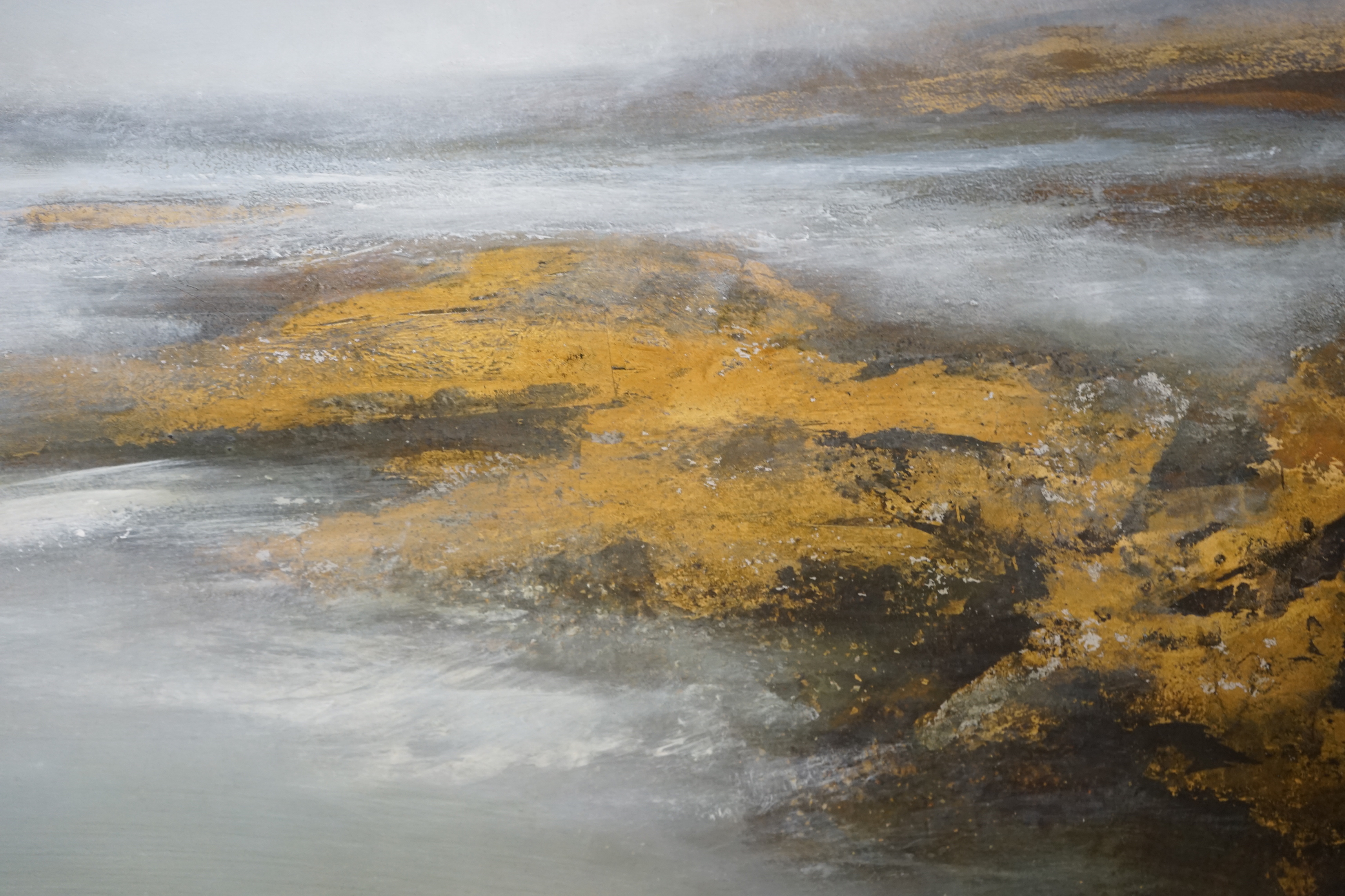 Marco Crivello (Contemporary) abstract oil and gold leaf on board, Falling tide, signed and dated 2006 verso, 97 x 79cm, unframed